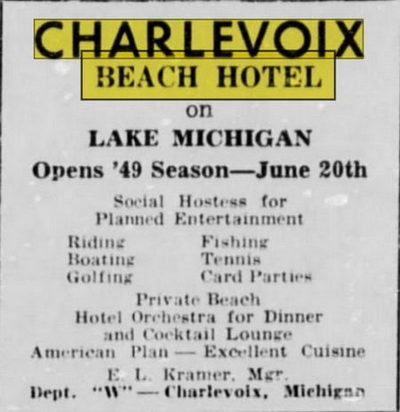 Beach Hotel - May 1949 Ad